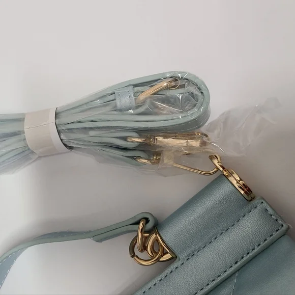Badgley Mischka Metallic Blue Big Diamond Quilting with Studs Bag NWT